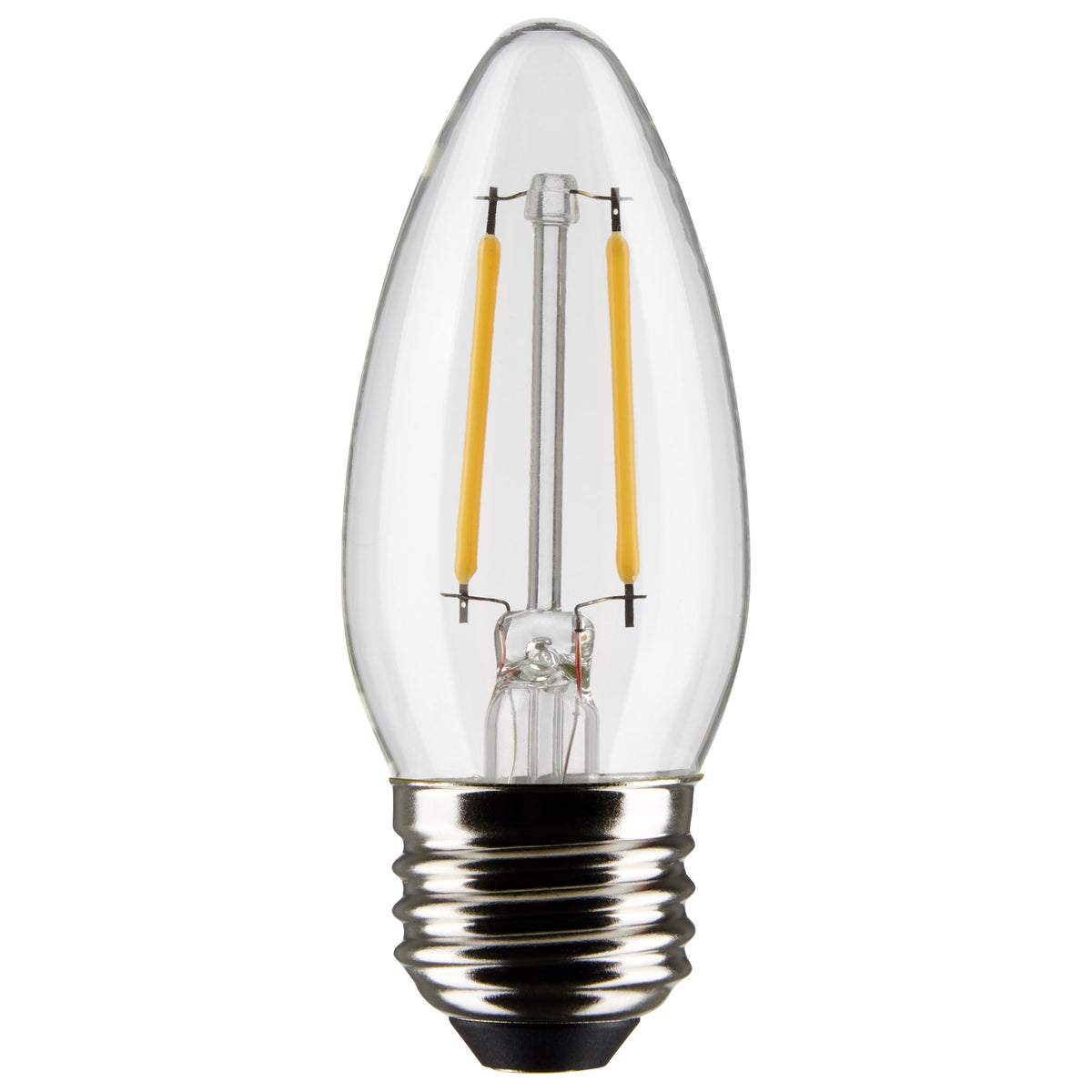 3 Watt B11 LED Filament - Clear - Medium Base - 2700K - 250 Lumens - 120 Volt - 2-Pack bulb or fixture view