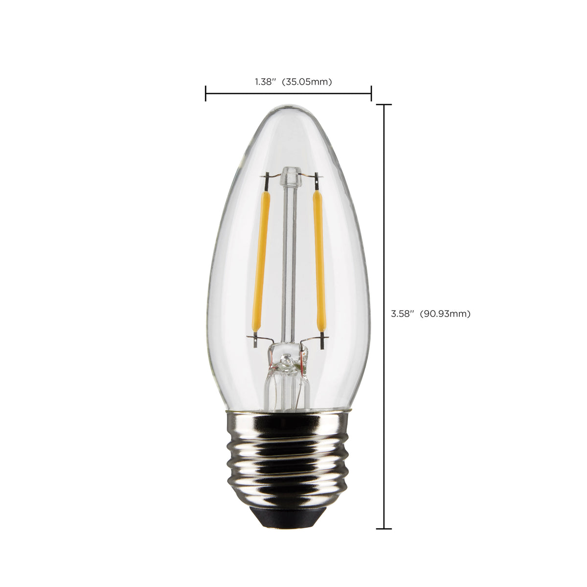 4 Watt B11 LED Filament - Clear - Medium Base - 2700K - 350 Lumens - 120 Volt - 2-Pack