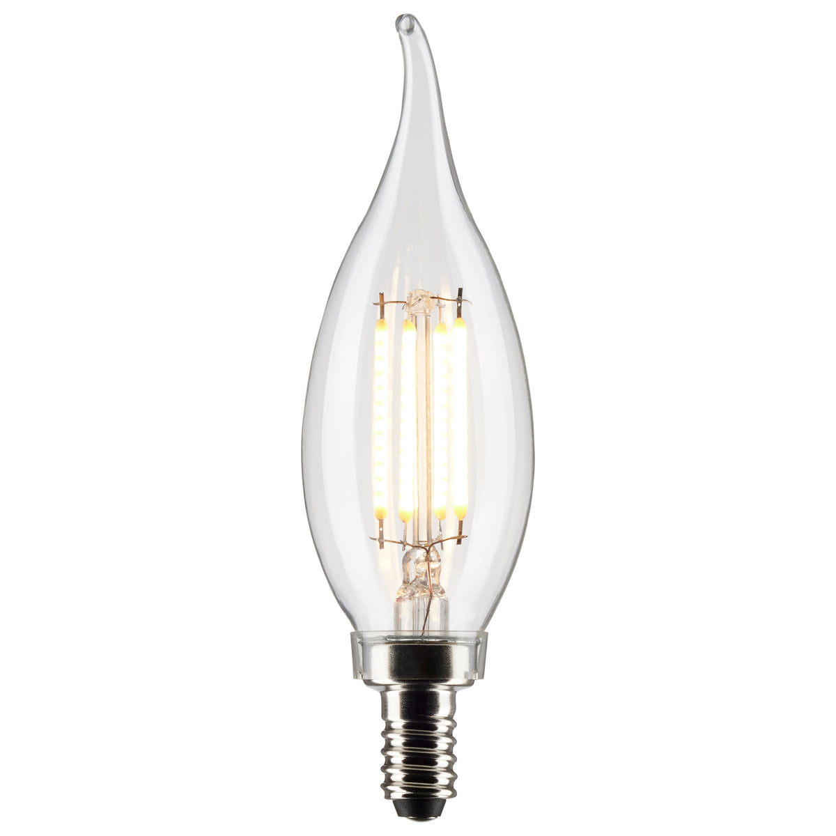 3 Watt CA10 LED Filament - Clear - Candelabra Base - 2700K - 200 Lumens - 120 Volt - 2-Pack