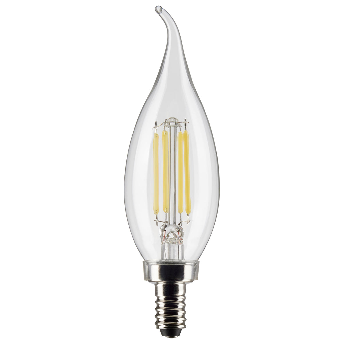4 Watt CA10 LED Filament - Clear - Candelabra Base - 2700K - 350 Lumens - 120 Volt - 2-Pack for commercial spaces and