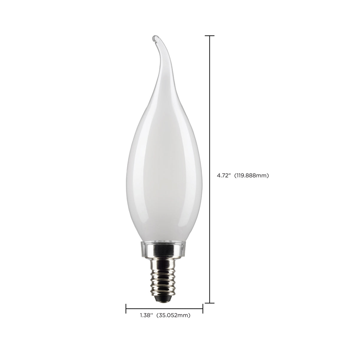 4 Watt CA10 LED Filament - Frosted - Candelabra Base - 2700K - 350 Lumens - 120 Volt - 2-Pack