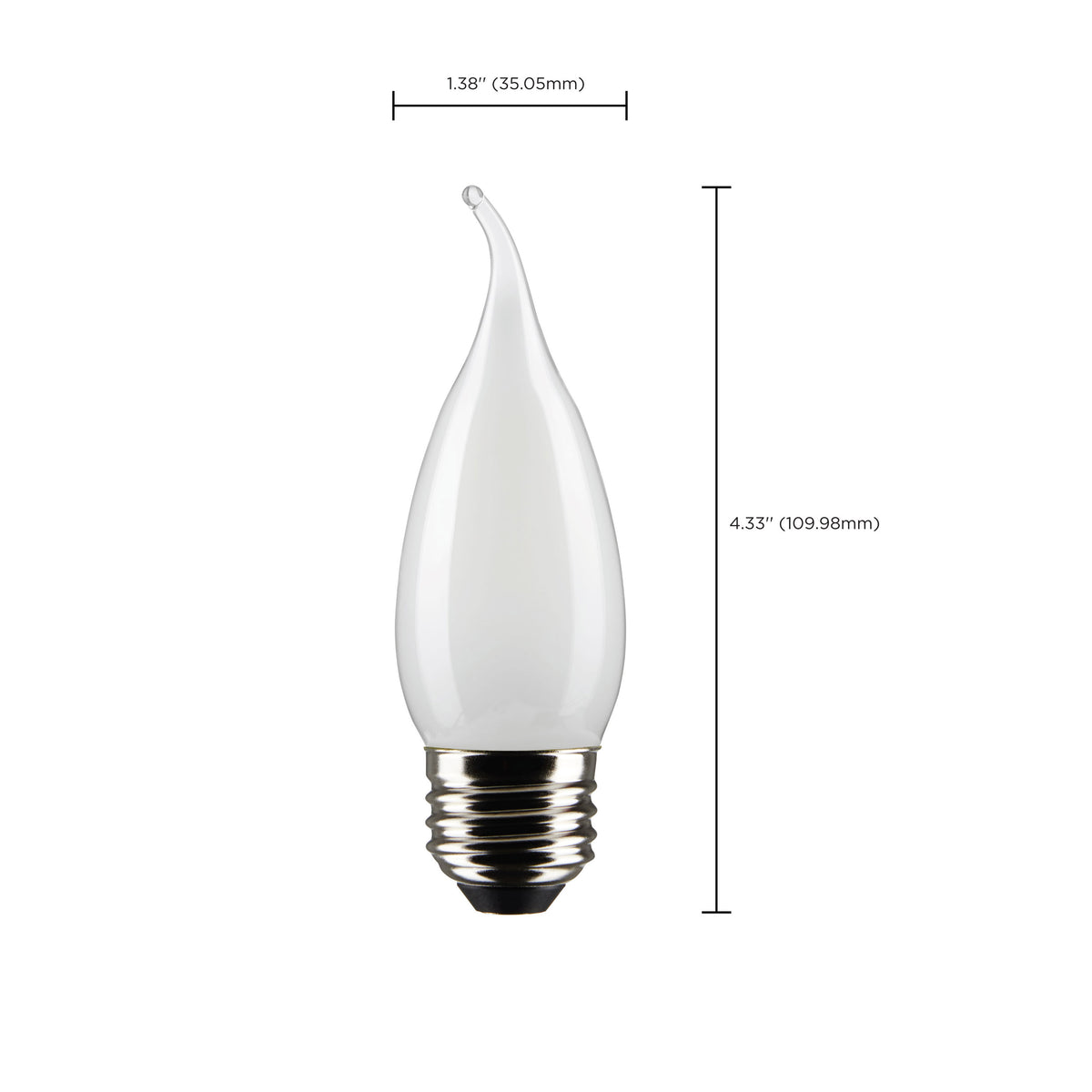 4 Watt CA10 LED Filament - Frosted - Medium Base - 2700K - 350 Lumens - 120 Volt - 2- Pack