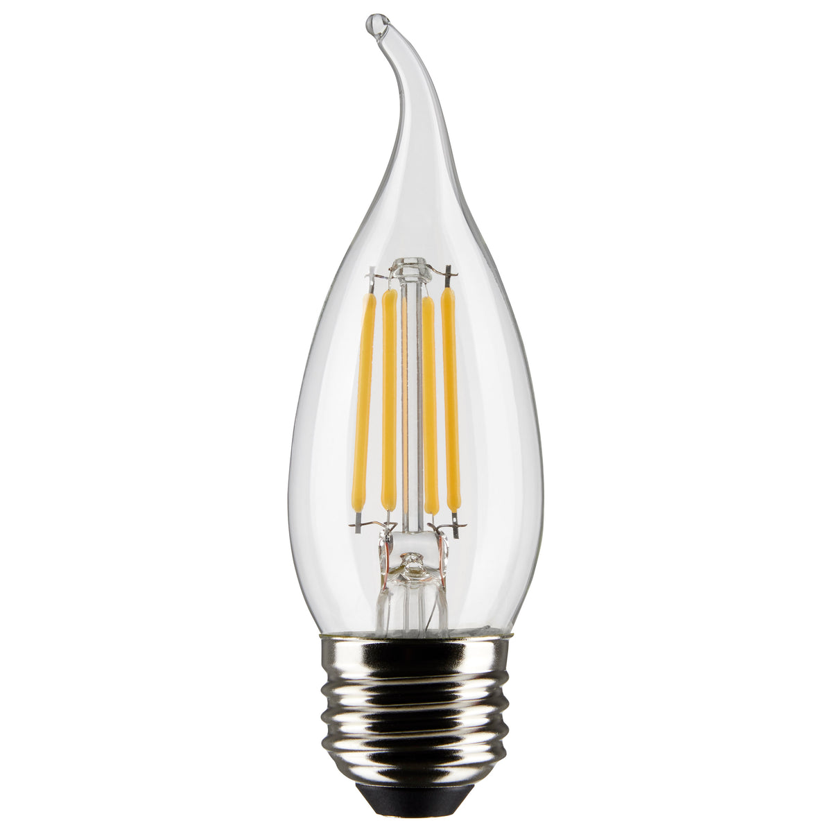5.5 Watt CA10 LED Filament - Clear - Medium Base - 2700K - 500 Lumens - 120 Volt - 2-Card bulb or fixture view