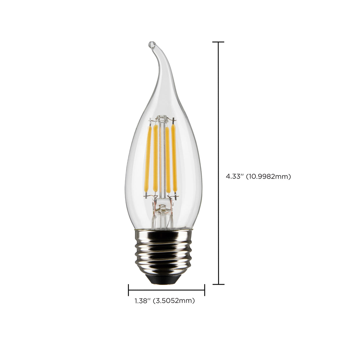 5.5 Watt CA10 LED Filament - Clear - Medium Base - 2700K - 500 Lumens - 120 Volt - 2-Card