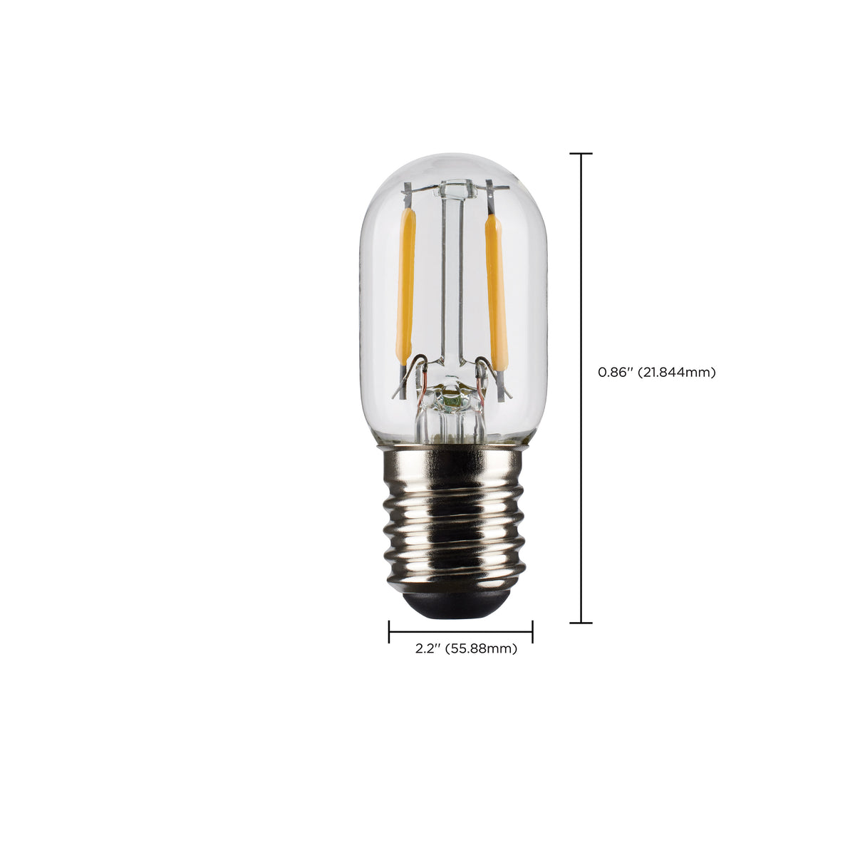3 Watt T6.5 LED Filament - Clear - Intermediate Base - 200 Lumens - 2700K