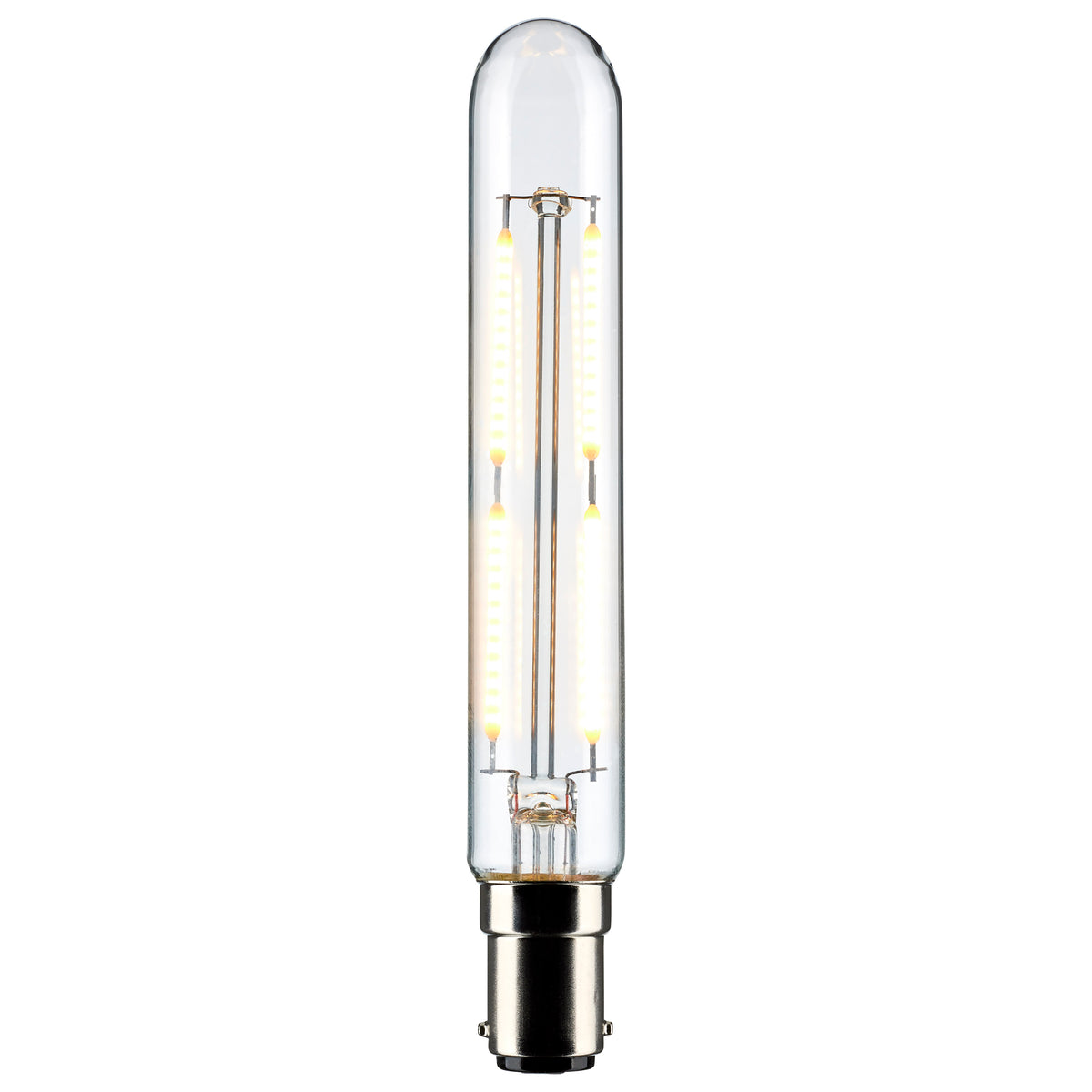 4 Watt T6.5 LED Filament - Clear - Bayonet Double Contact Base - 3000K - 400 Lumens - 120 Volt