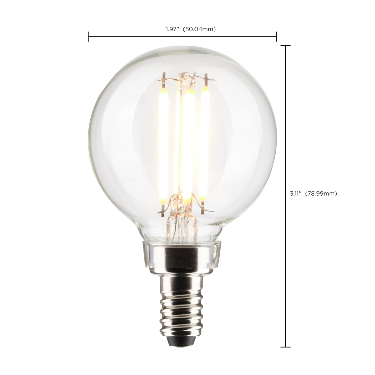 4 Watt G16.5 LED Filament - Clear - Candelabra Base - 5000K - 120 Volt - 2-Pack