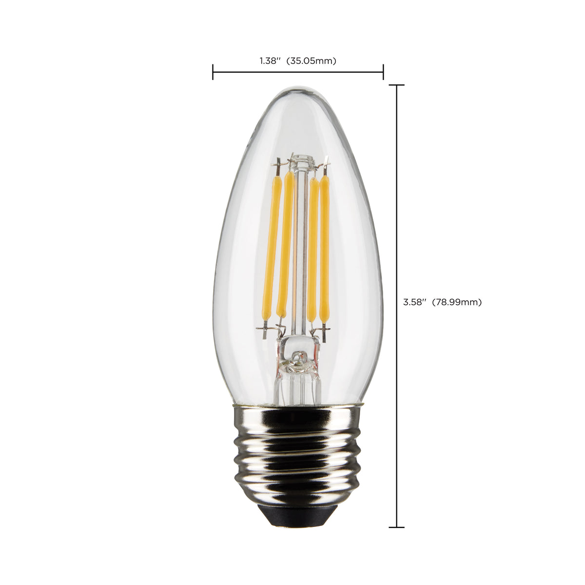 5.5 Watt B11 LED Filament - Clear - Medium Base - 5000K - 120 Volt - 2-Pack