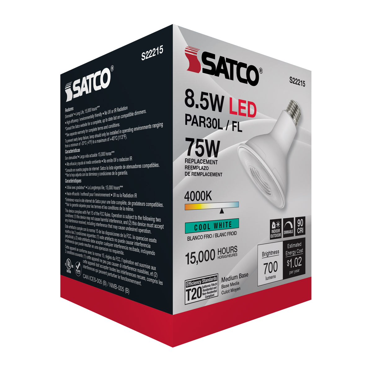 8.5 Watt PAR30L LED - 90 CRI - 4000K - 40 deg. Beam Angle - Medium base - 120 Volt