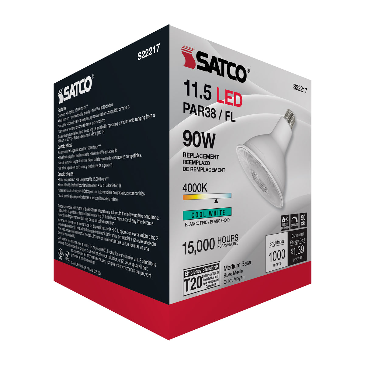 11.5 Watt PAR38 LED - 90 CRI - 4000K - 40 deg. Beam Angle - Medium base - 120 Volt