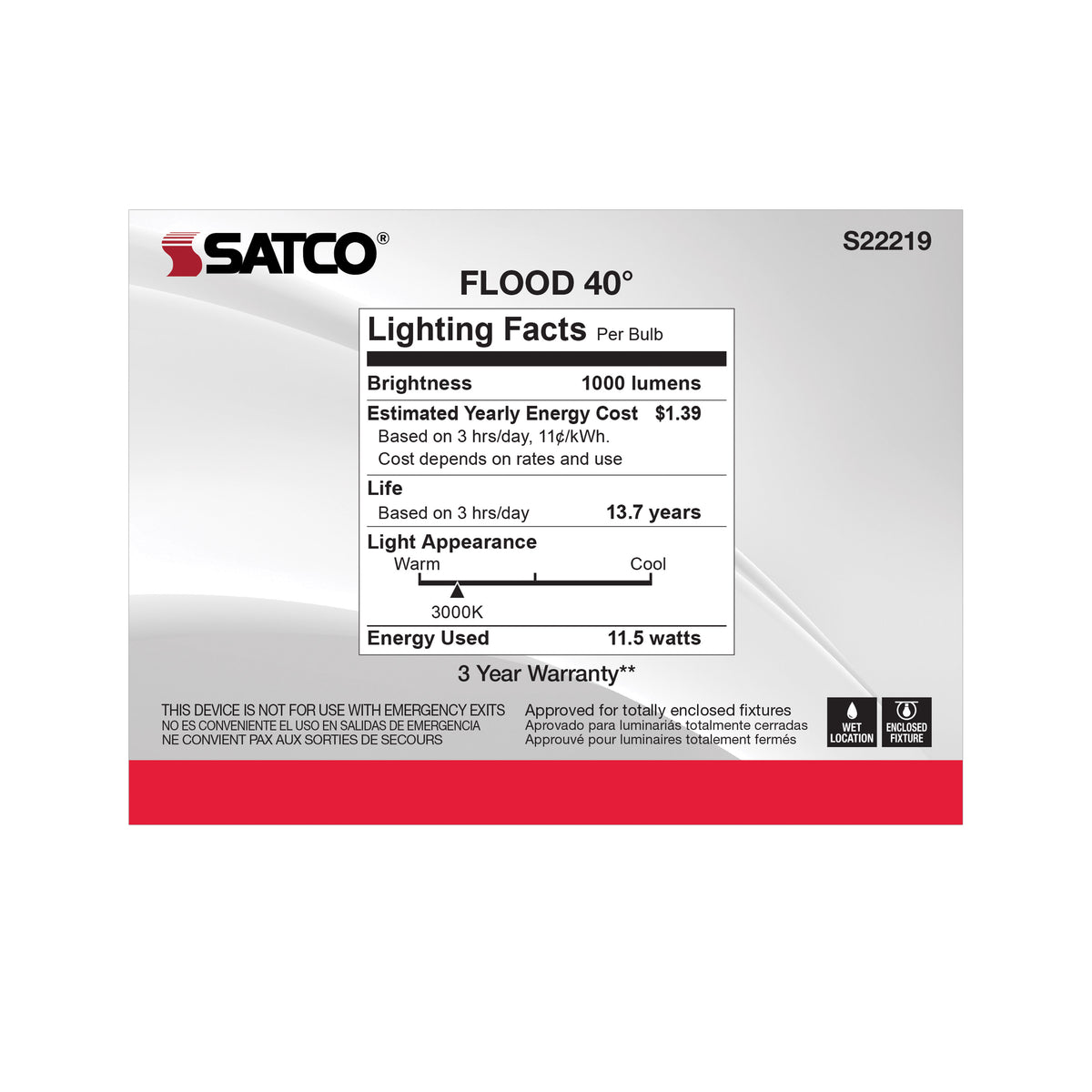 11.5 Watt PAR38 LED - 90 CRI - 3000K - 40 deg. Beam Angle - Medium base - 120 Volt - Pack of 2