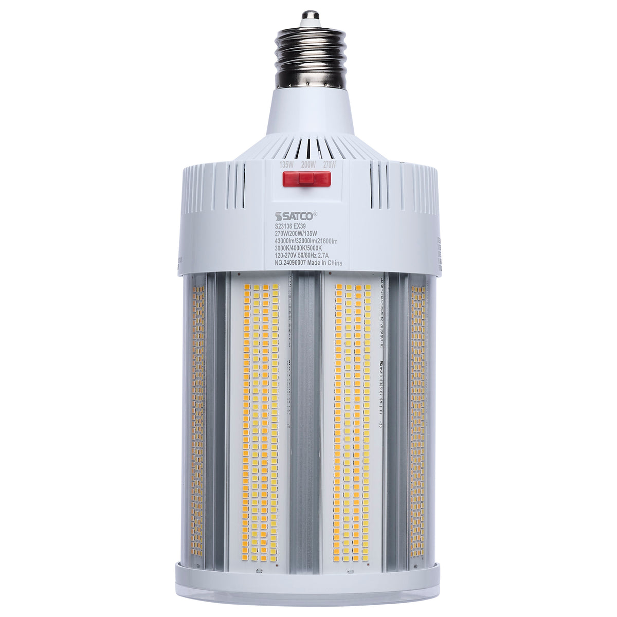270/200/135 Watt - 30K/40K/50K - Field Selectable LED - Corncob - Mogul Extended Base - 120-277 Ranged Voltage - 600 Watt HID