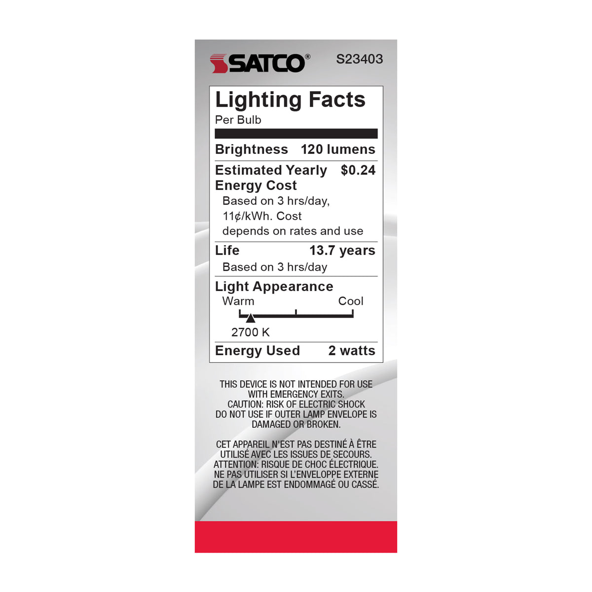 2 Watt C11 LED Filament - Satin Spun - Clear - Medium base - 2700K - 120 Lumens - 120 Volt