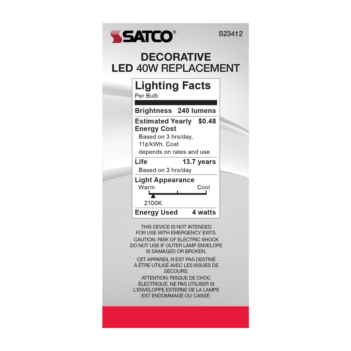 4 Watt C15 LED Filament - Satin Spun - Amber - Medium base - 2100K - 240 Lumens - 120 Volt