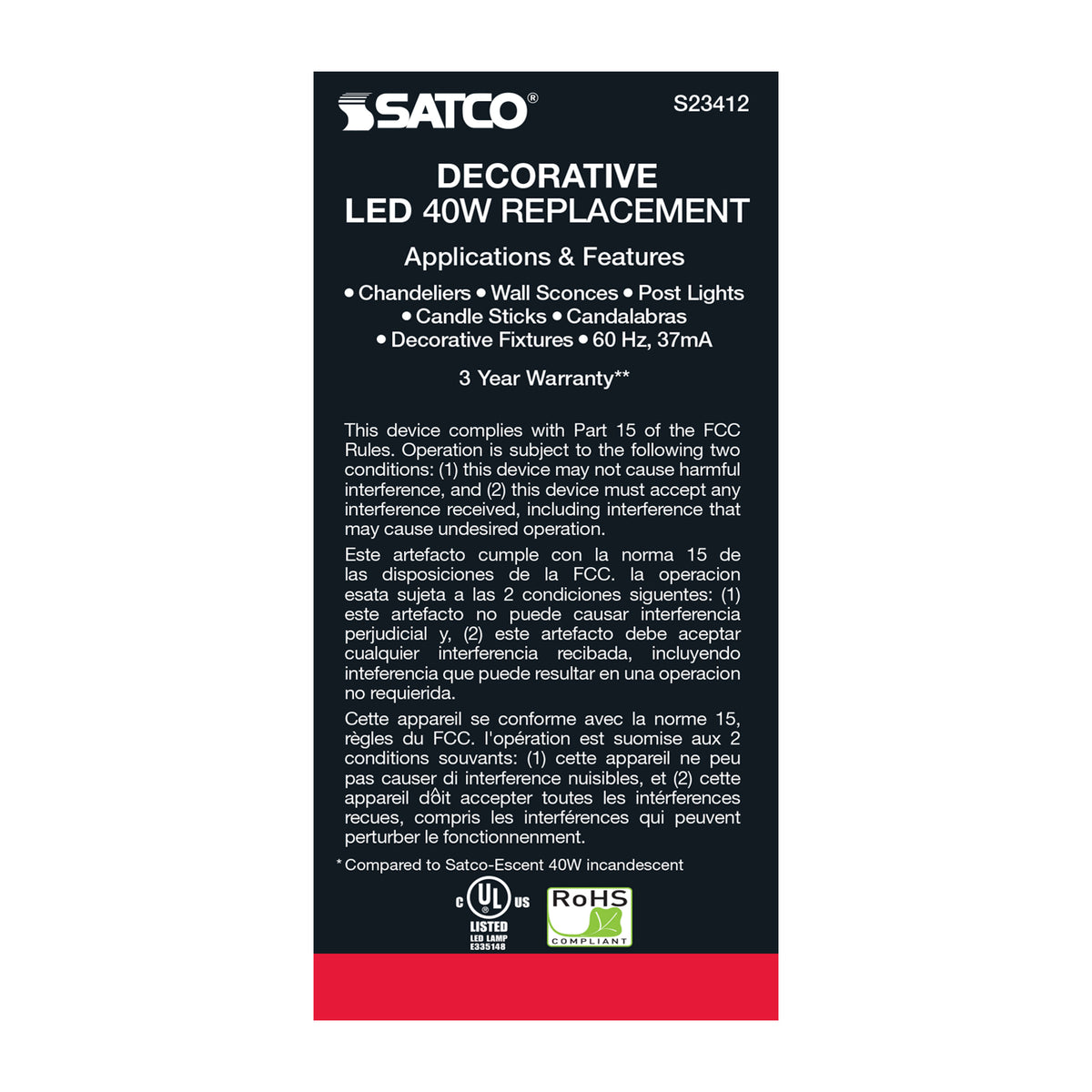 4 Watt C15 LED Filament - Satin Spun - Amber - Medium base - 2100K - 240 Lumens - 120 Volt