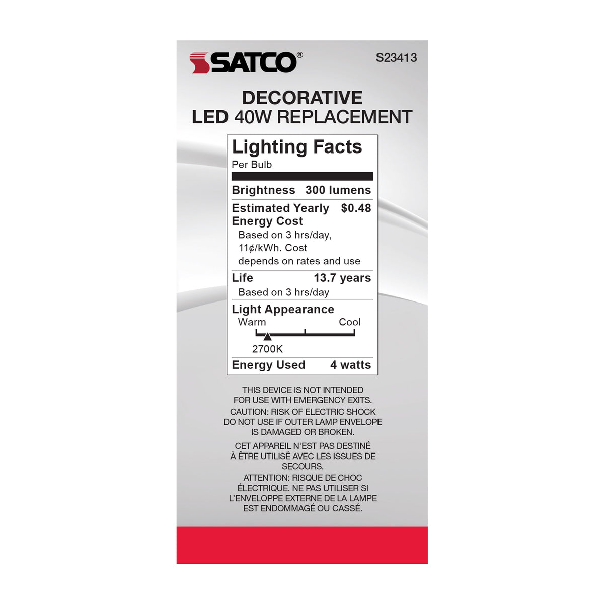 4 Watt C15 LED Filament - Satin Spun - Clear - Medium base - 2700K - 300 Lumens - 120 Volt