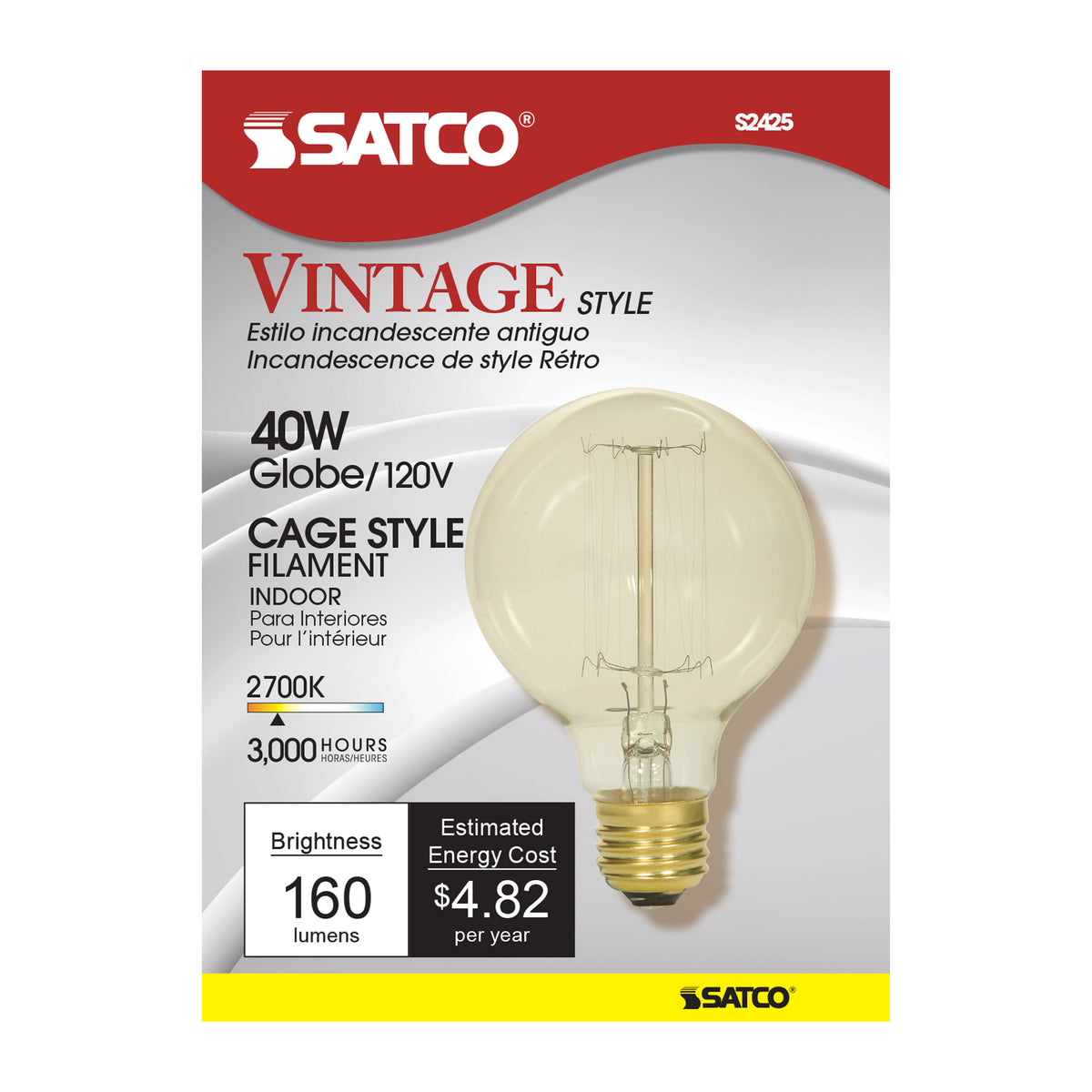 40 Watt G25 Incandescent - Clear - 3000 Average rated hours - 160 Lumens - Medium base - 120 Volt
