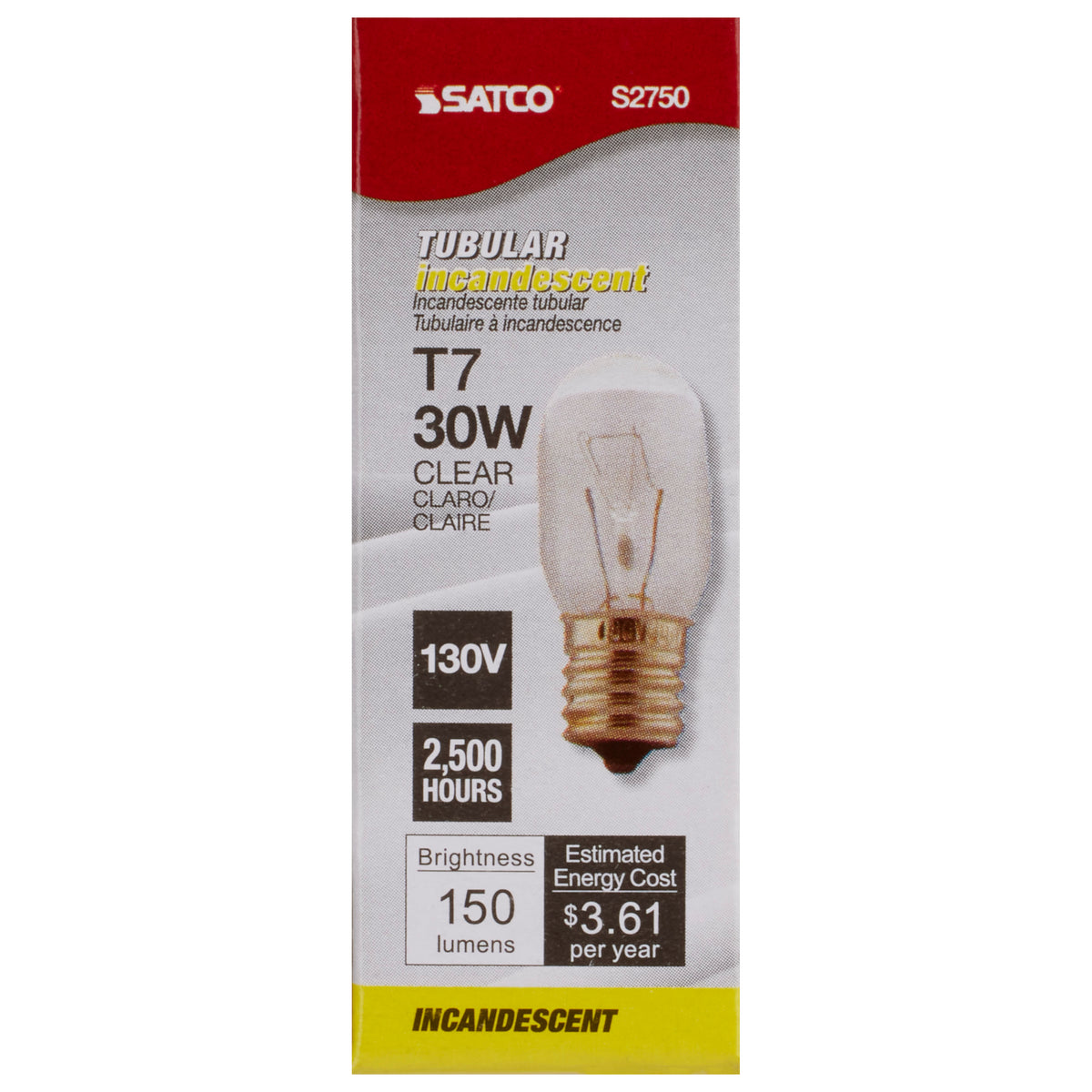 30 Watt T7 Incandescent - Clear - Intermediate base - 130 Volt