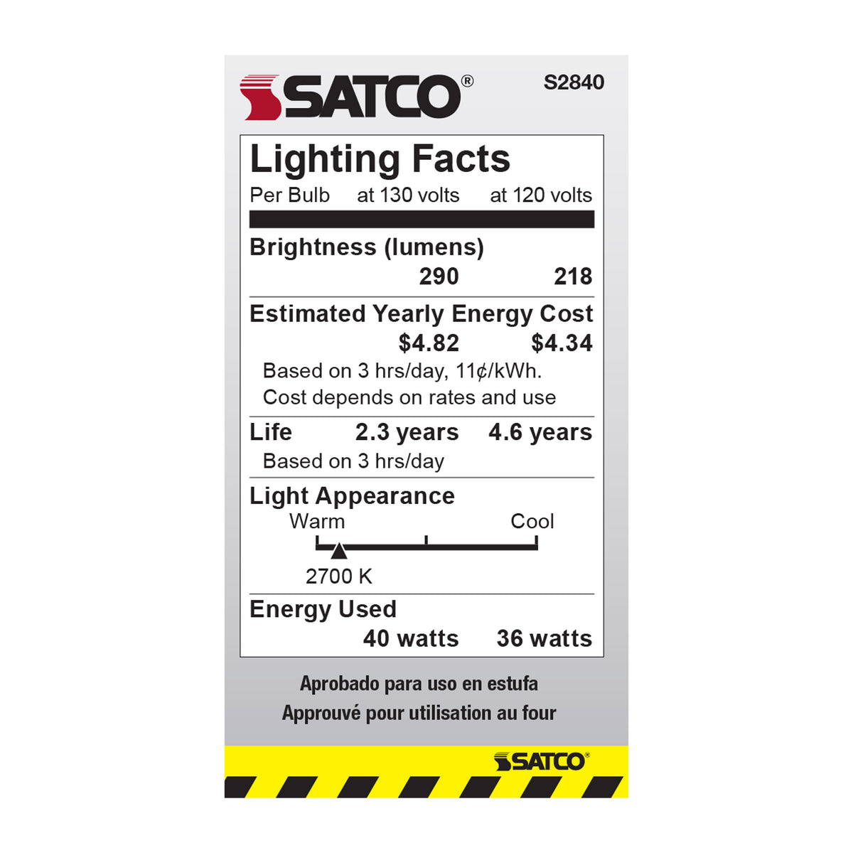 40 Watt A15 Incandescent - Clear - Appliance Lamp - 2500 Average rated hours - 300/225 Lumens - Medium base - 130/120 Volt - Teflon/PFA Shatterproof