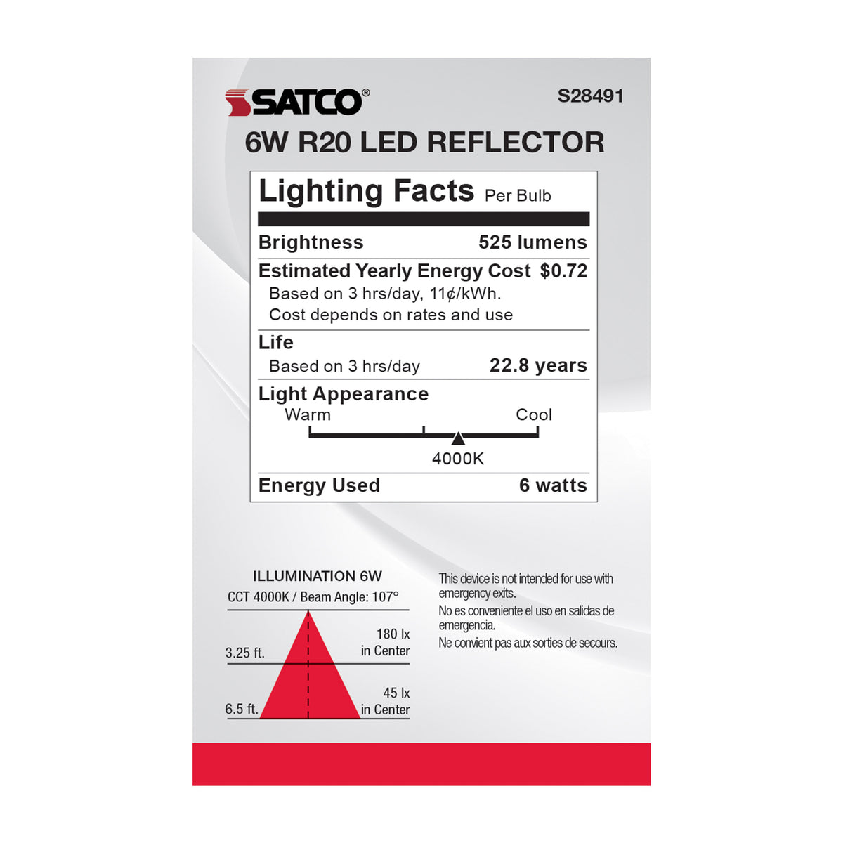 6 Watt - R20 LED - 4000K - Medium base - 120 Volt