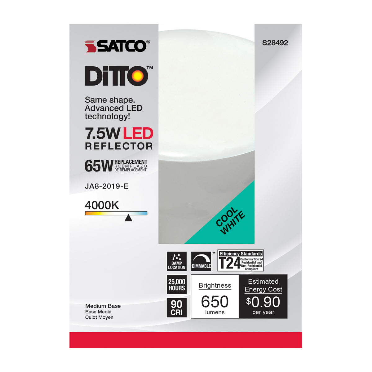 7.5 Watt - BR30 LED - 4000K - Medium base - 120 Volt