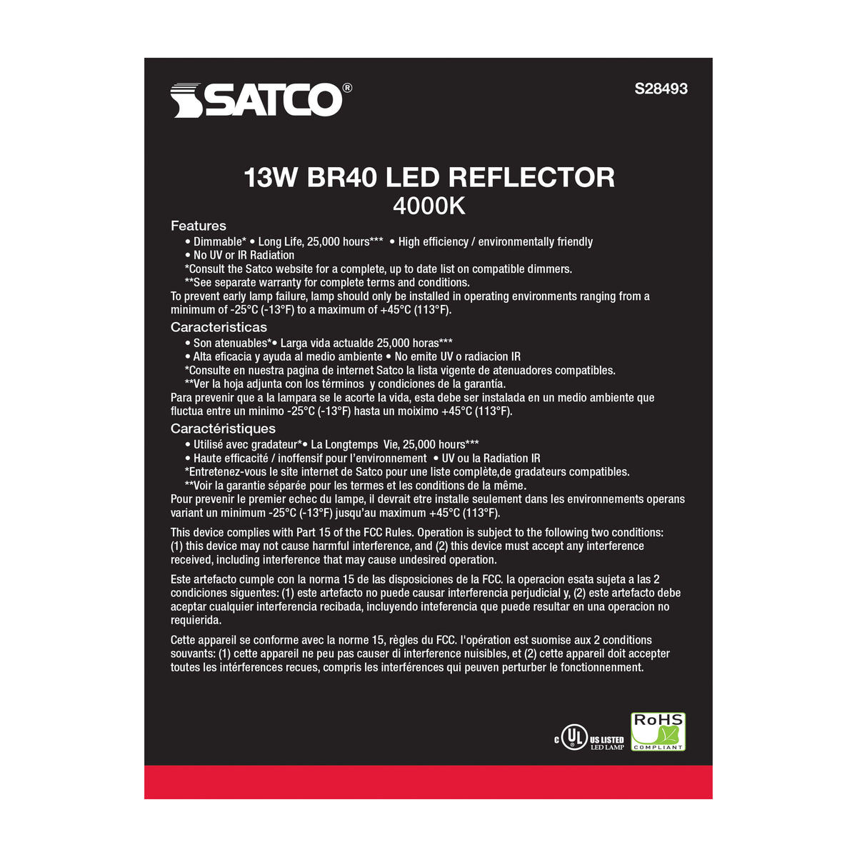 13 Watt - BR40 LED - 4000K - Medium base - 120 Volt
