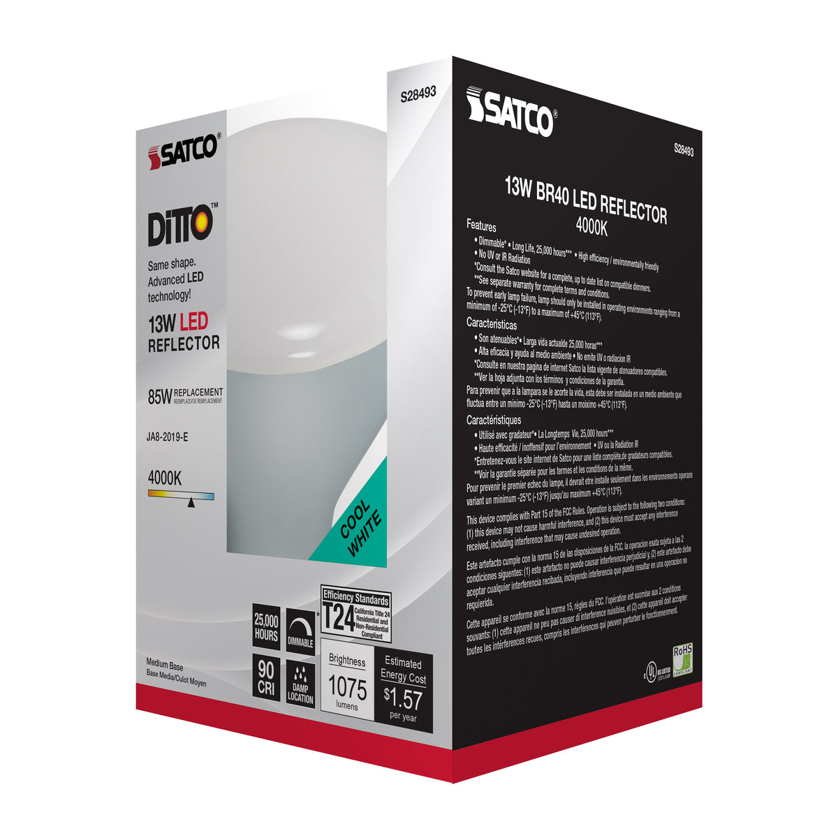 13 Watt - BR40 LED - 4000K - Medium base - 120 Volt