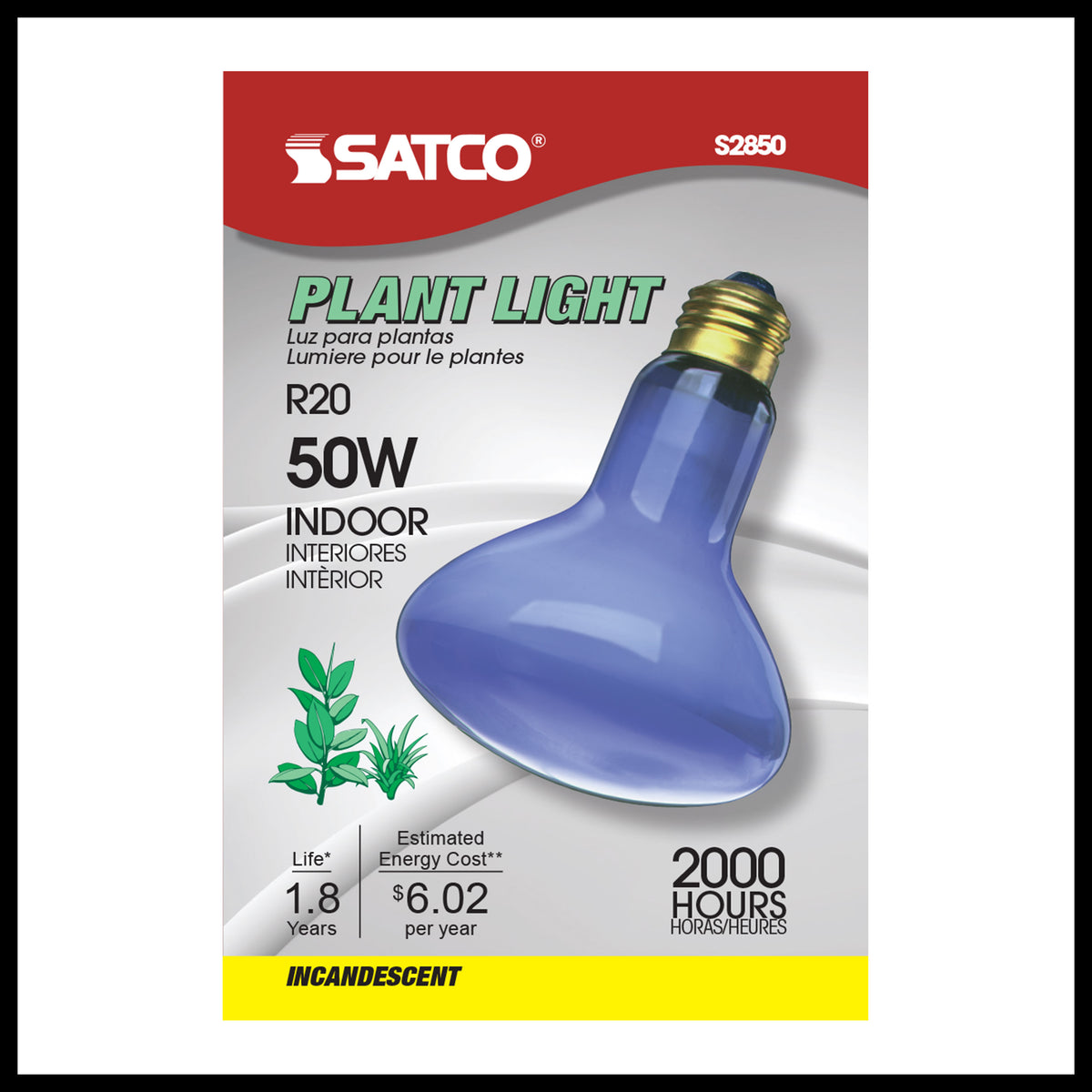 50 Watt R20 Incandescent - Grow - 2000 Average rated hours - Medium base - 120 Volt