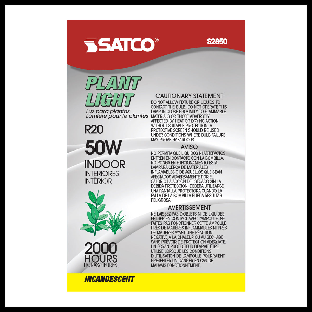 50 Watt R20 Incandescent - Grow - 2000 Average rated hours - Medium base - 120 Volt