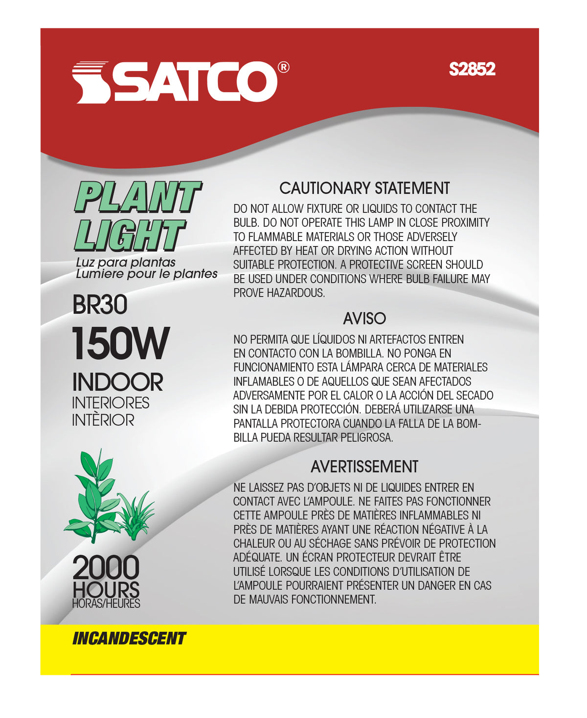 150 Watt BR30 Incandescent - Grow - 2000 Average rated hours - Medium base - 120 Volt