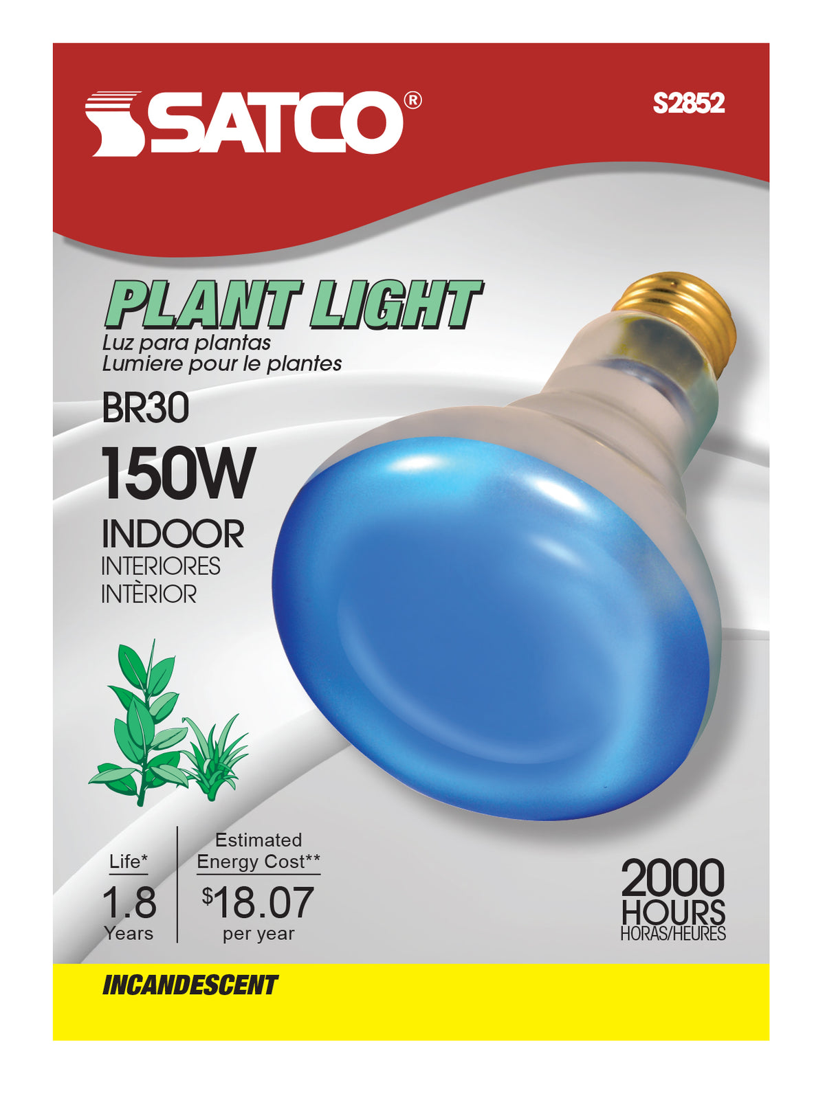 150 Watt BR30 Incandescent - Grow - 2000 Average rated hours - Medium base - 120 Volt