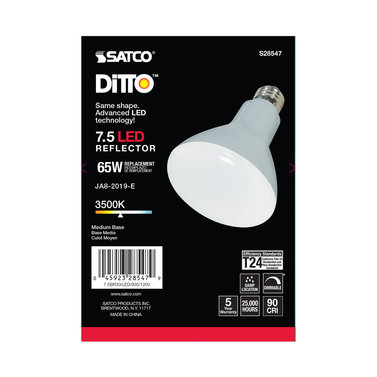 7.5 Watt - BR30 LED - 3500K - Medium base - 120 Volt