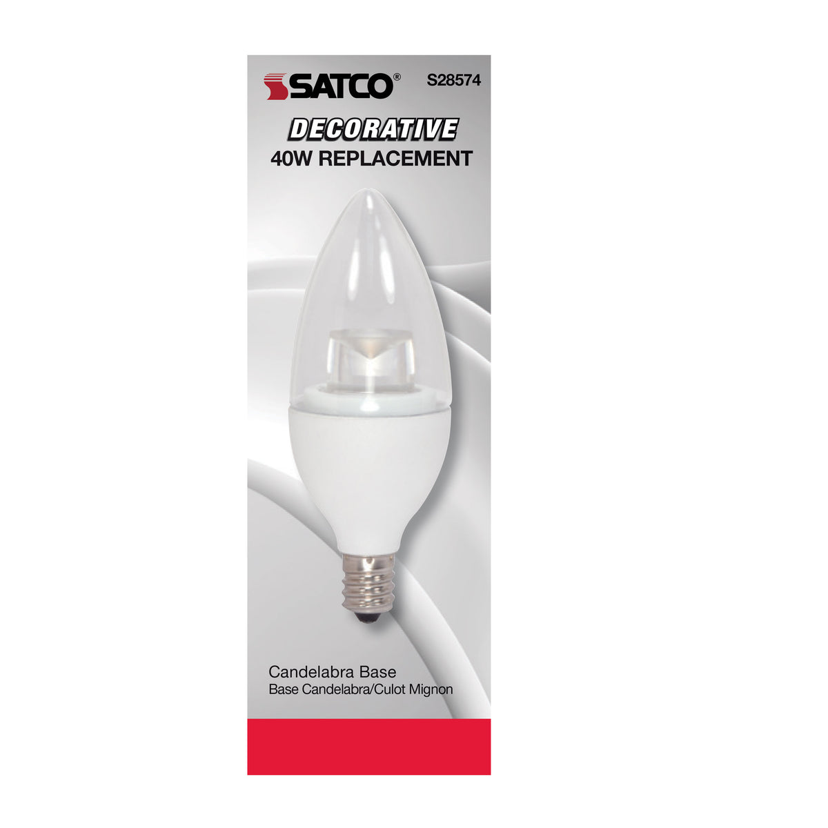3.5 Watt LED Candle - 3000K - Candelabra base - 120 Volt