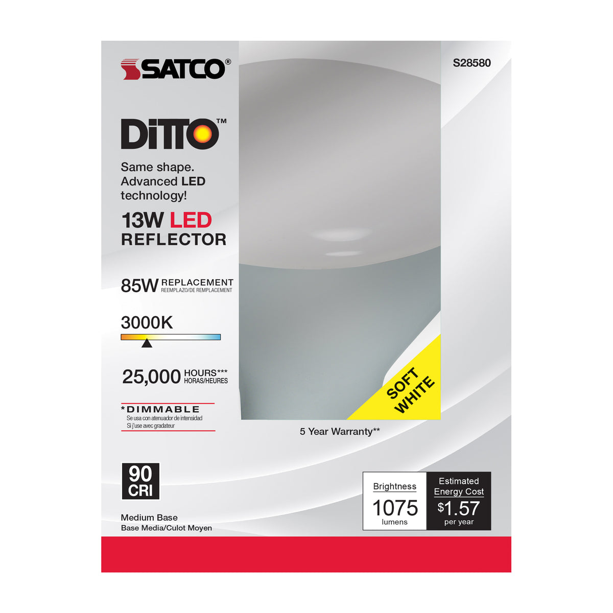 13 Watt - BR40 LED - 3000K - Medium base - 120 Volt