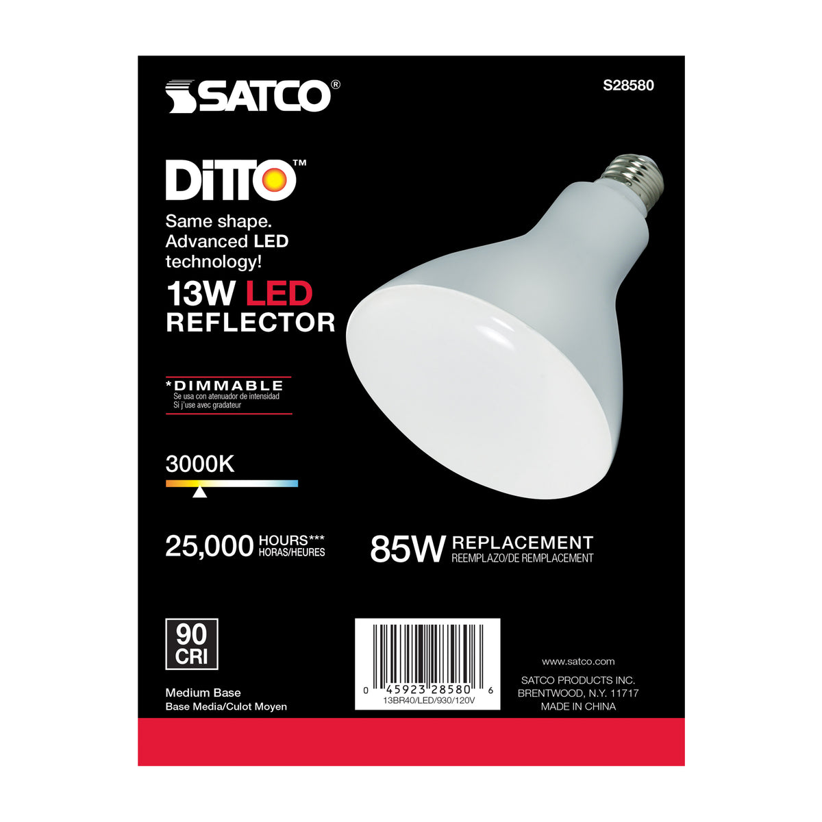 13 Watt - BR40 LED - 3000K - Medium base - 120 Volt