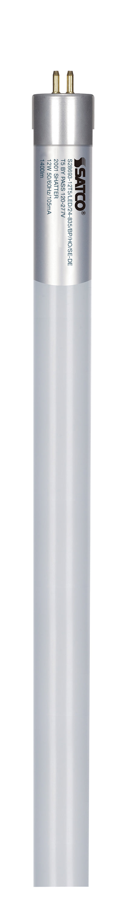 12 Watt T5 LED - Miniature bi-pin base - 3500K - 50000 Average rated hours - 1400 Lumens - 120-277 Volt - Type B - Ballast