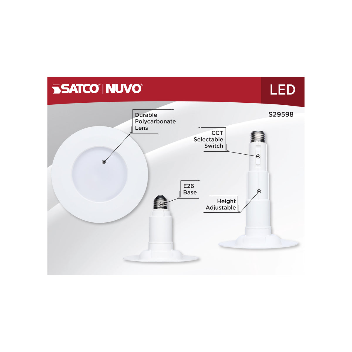 8.5 Watt LED Downlight Retrofit - 4 Inch - CCT Selectable - 120 Volt - 2 Pack
