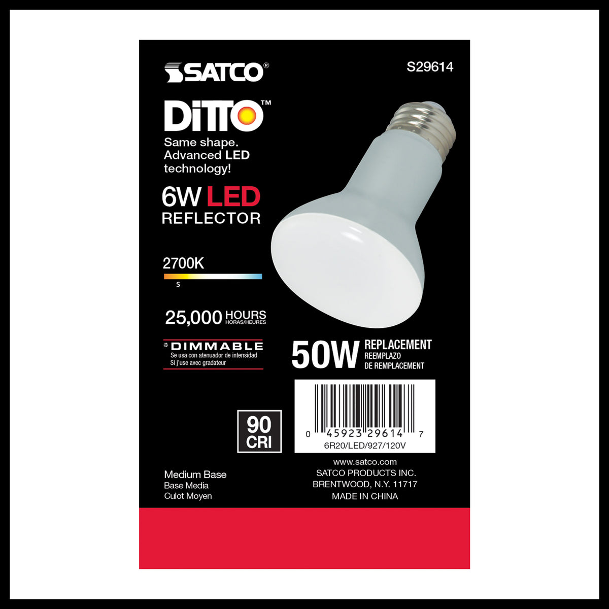 6 Watt - R20 LED - 2700K - Medium base - 120 Volt