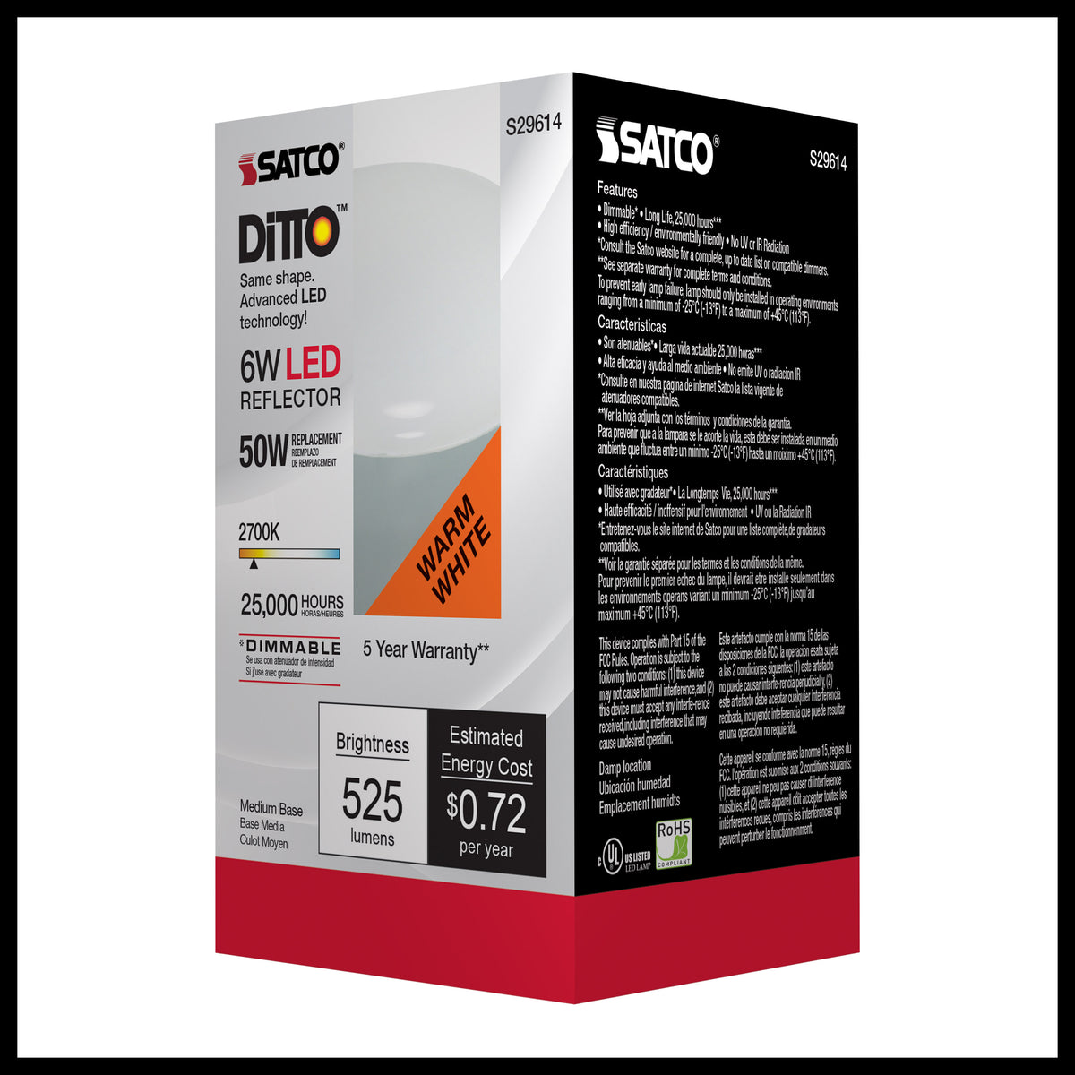 6 Watt - R20 LED - 2700K - Medium base - 120 Volt