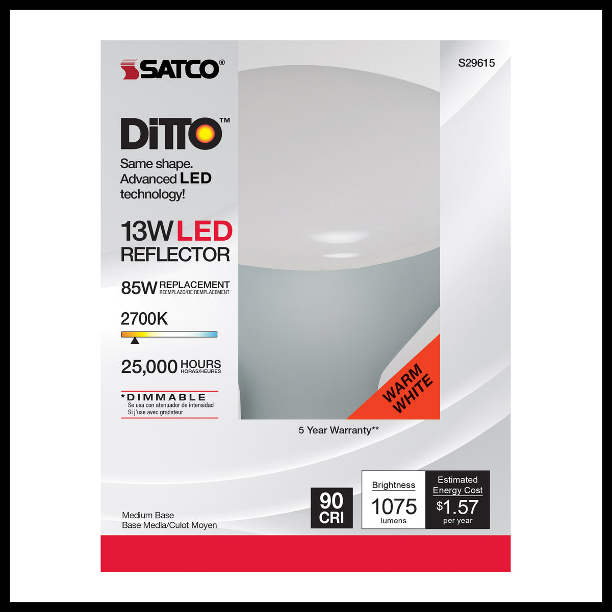 13 Watt - BR40 LED - 2700K - Medium base - 120 Volt