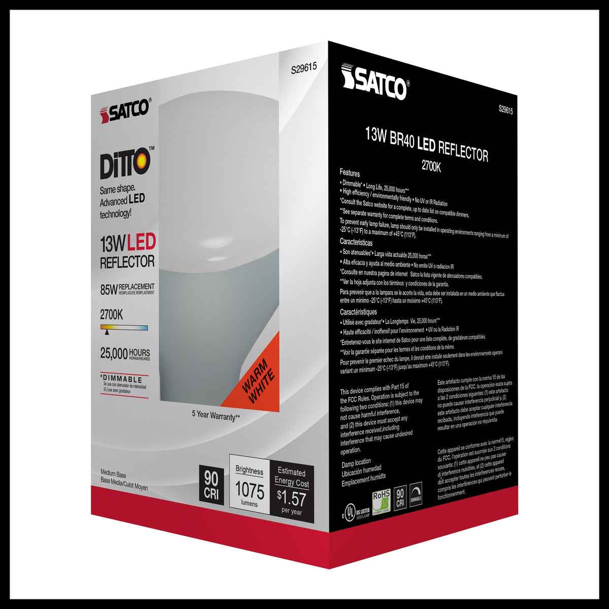 13 Watt - BR40 LED - 2700K - Medium base - 120 Volt