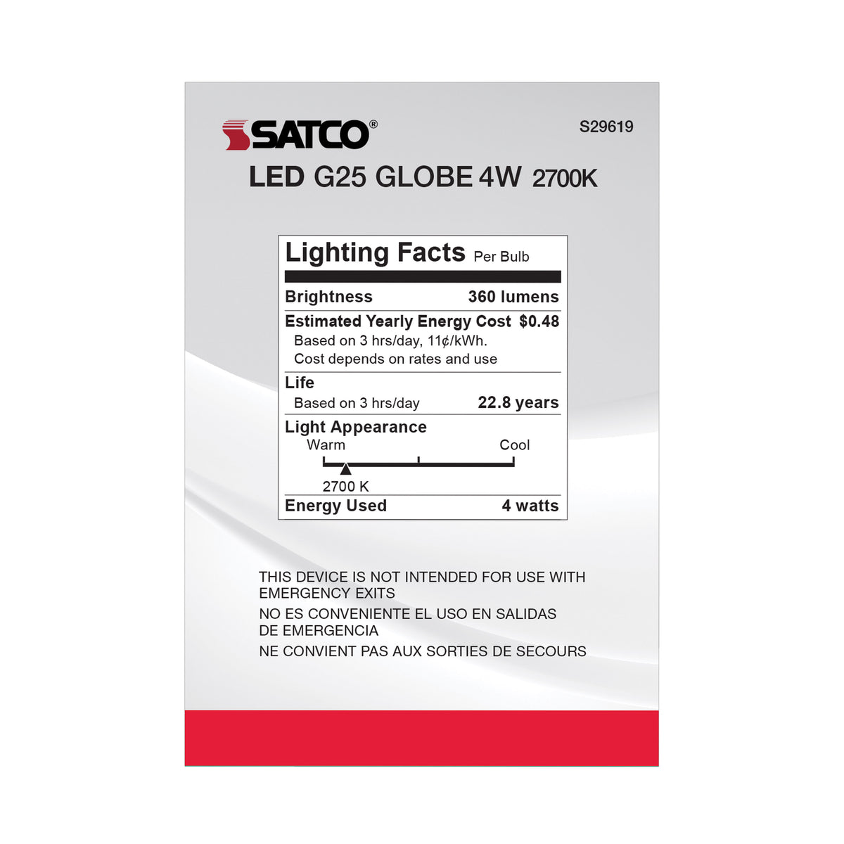 4 Watt - LED G25 - 2700K - Medium base - 120 Volt