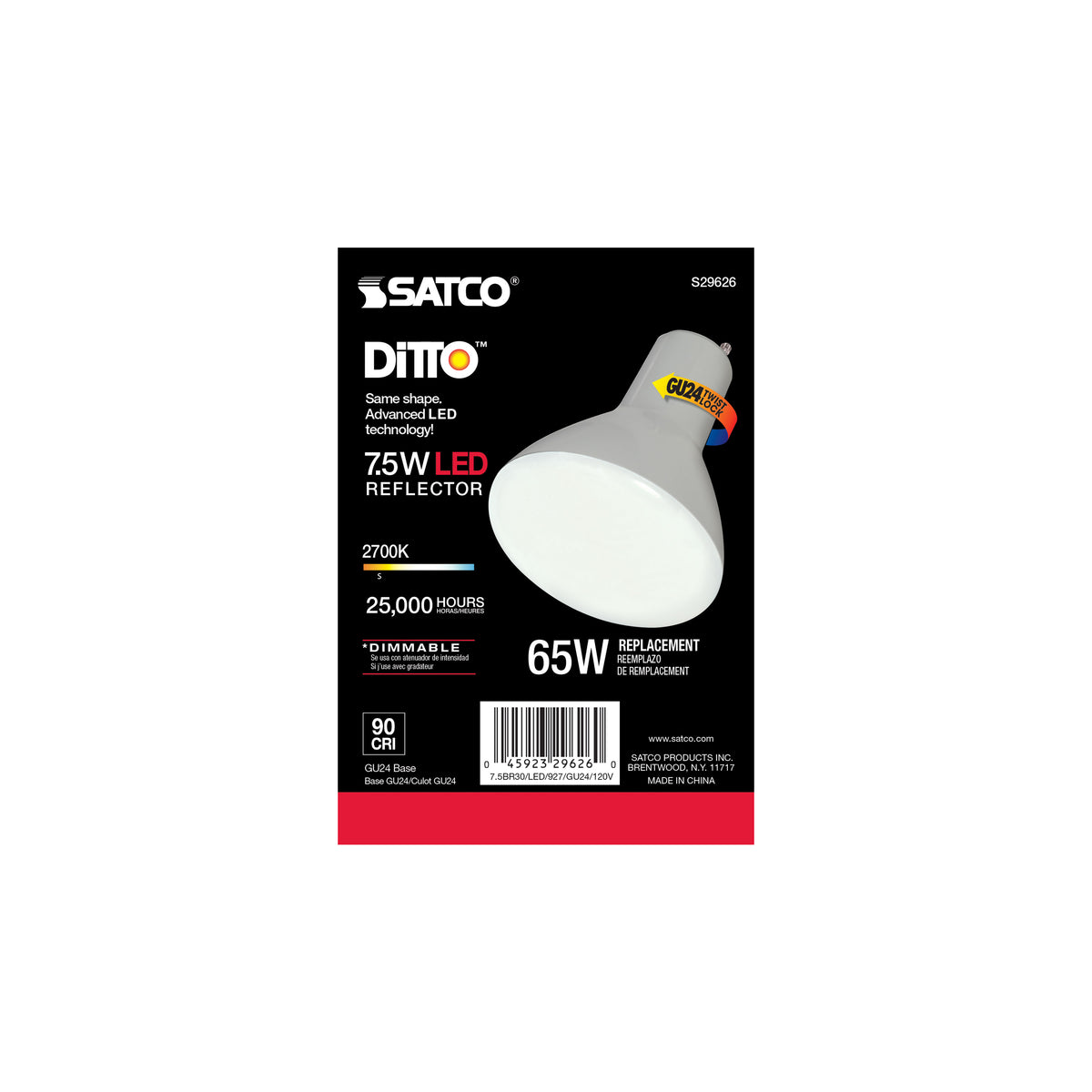 7.5 Watt - BR30 LED - 2700K - GU24 base - 120 Volt