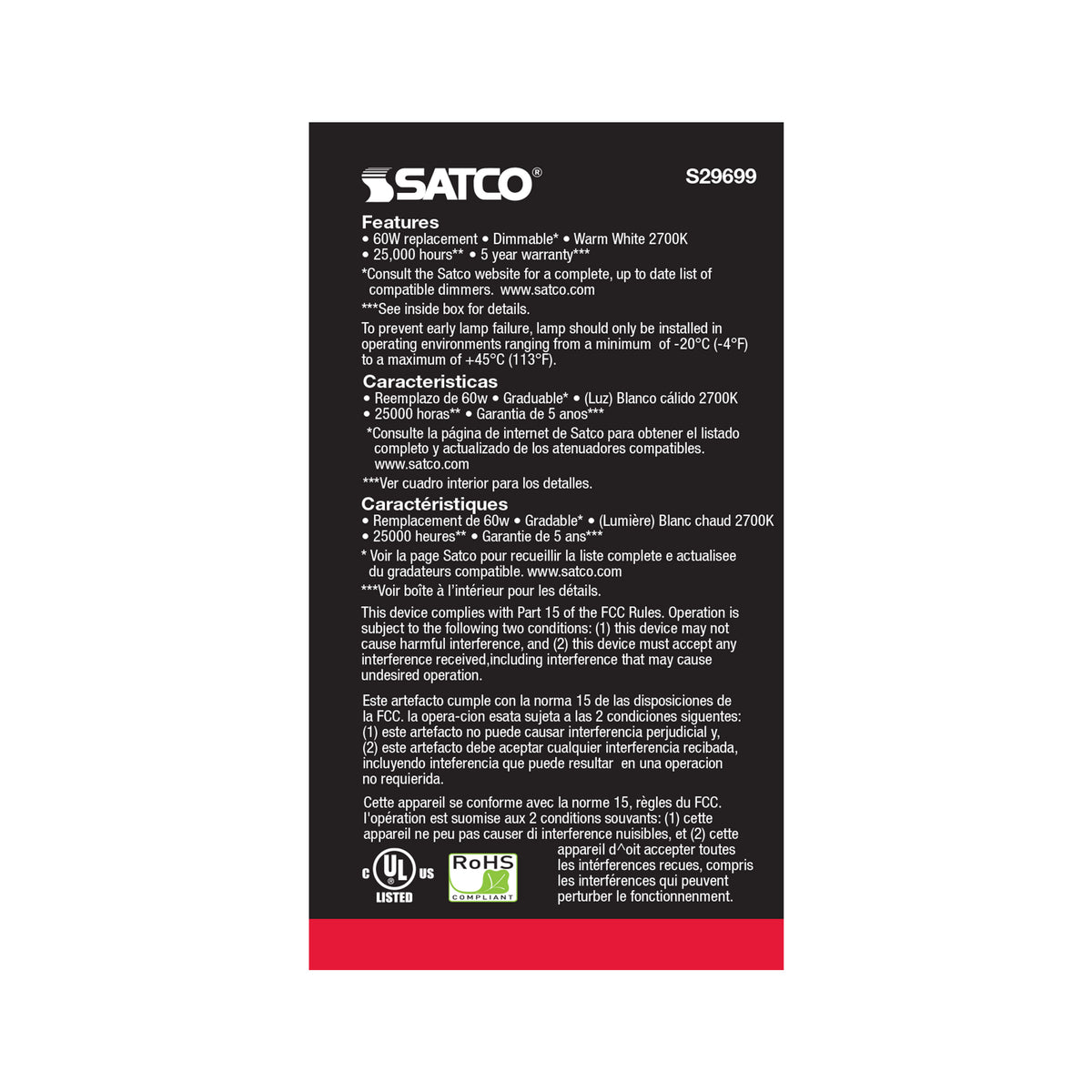 9.8 Watt - A19 LED - Medium base - 2700K - Frosted - 220 deg. Beam Angle - 120 Volt - 2-Pack Display Pack