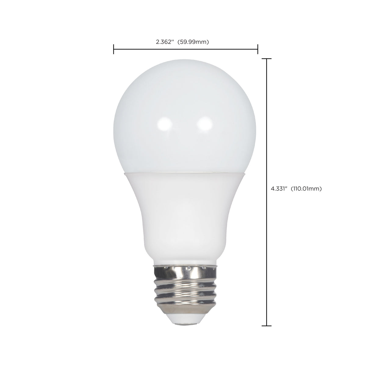 9.8 Watt - A19 LED - Medium base - 2700K - Frosted - 220 deg. Beam Angle - 120 Volt - 2-Pack Display Pack