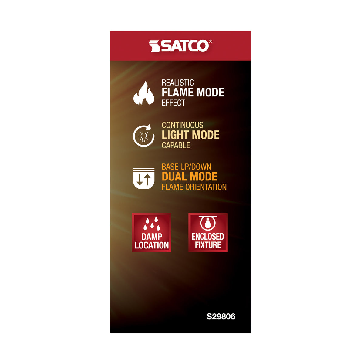 2.5 Watt LED Flame Bulb - T19 - Medium Base - 120 Volt