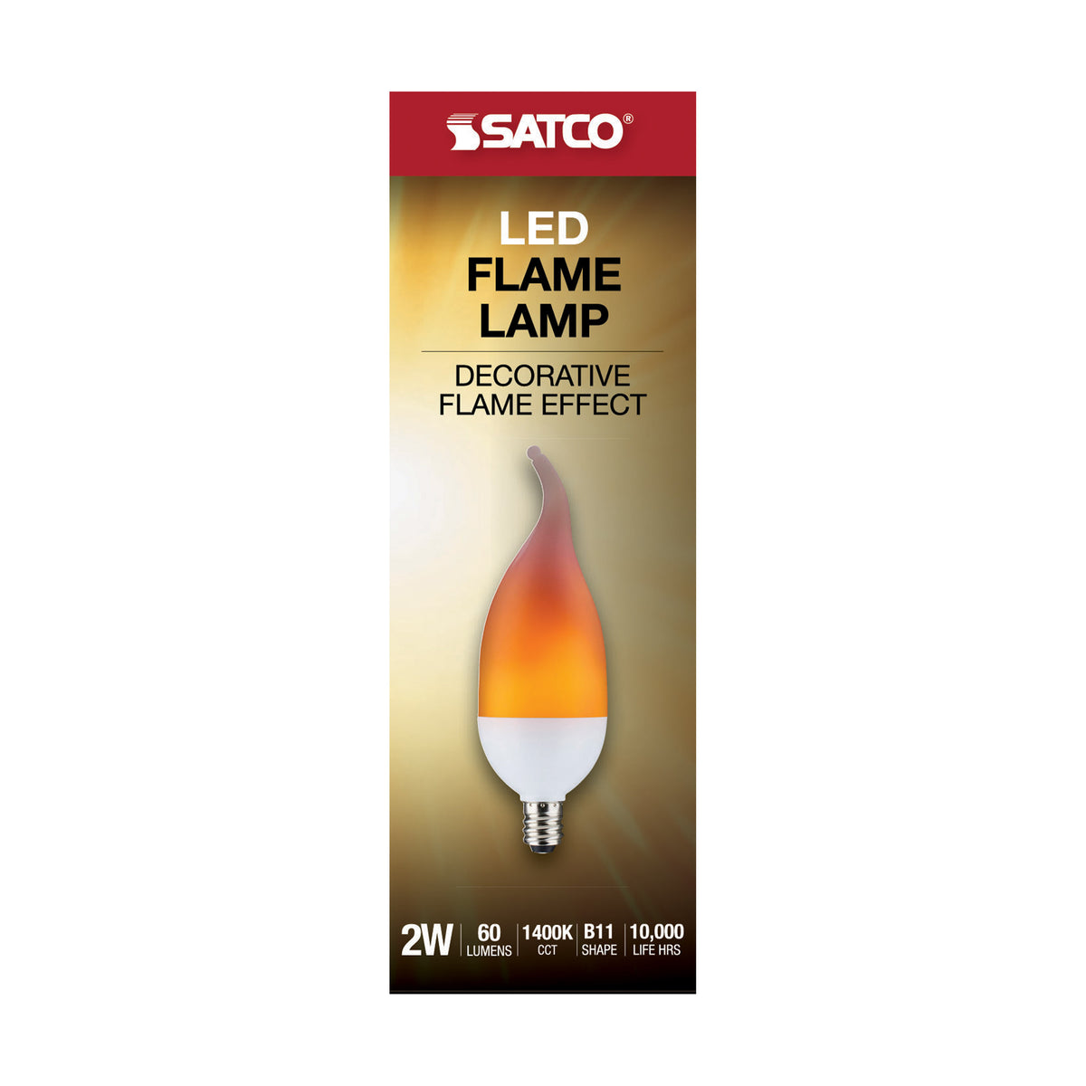 2 Watt LED Flame Bulb - B11 - Candelabra base - 120 Volt