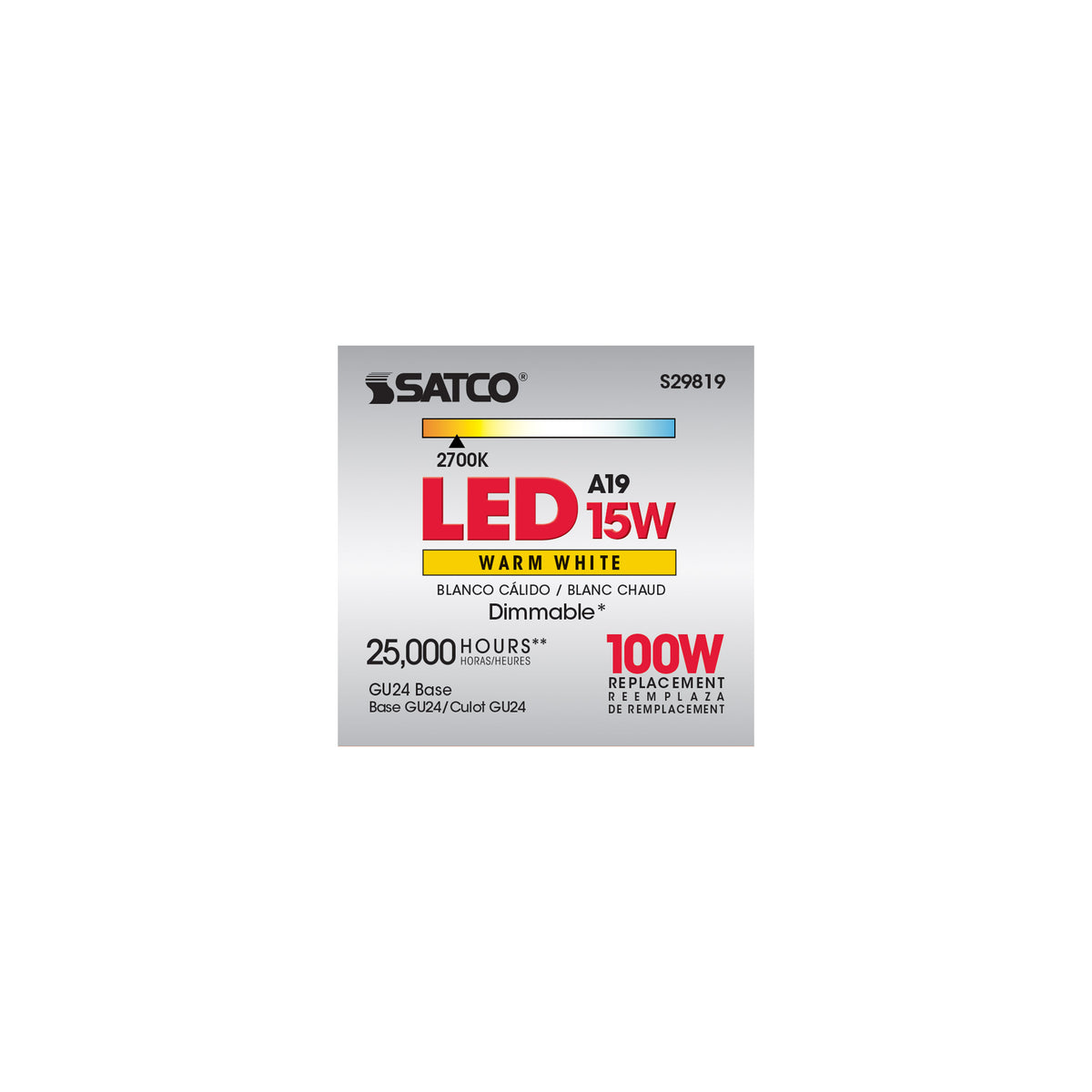15 Watt - A19 LED - Frosted - 2700K - GU24 base - 220 deg. Beam Angle - 120 Volt