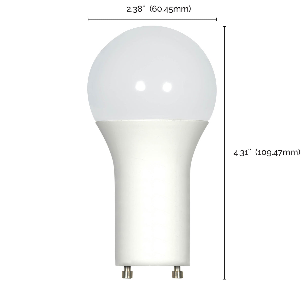 9.8 Watt - A19 LED - 4000K - GU24 base - 220 deg. Beam Angle - 120 Volt
