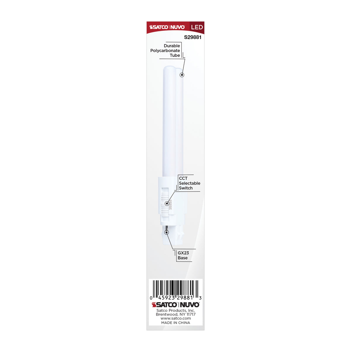 5 Watt PLS LED - 27K/3K/35K/4K/5K CCT - GX23 Base - Omni - Type A/B - 120-277 Volt